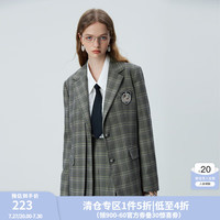 范思蓝恩23FS13335/13336时髦知识分子格纹西装套装两件套女 蓝灰格（西装） XS