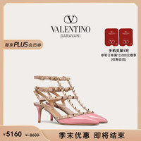 华伦天奴VALENTINO女士 ROCKSTUD 铆钉高跟鞋 粉红色 37