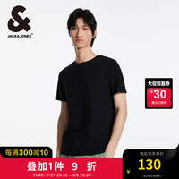 杰克·琼斯（JACK&JONES）夏柔软舒适纯棉纯色通勤百搭商务休闲短袖T恤男装224301060 E40 黑色 E40 黑色 185/104A/XL