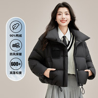鸭鸭羽绒服鸭鸭(YAYA)羽绒服女2024新款短款立领韩版宽松休闲纯色加厚时尚鸭绒外套XH