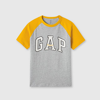 Gap 盖璞 男女童2024夏季纯棉logo撞色插肩短袖T恤儿童装运动上衣