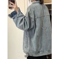 EPET春春夏牛仔外套女韩版宽松bf风百搭chic港风复古工装夹克上衣 蓝色  M 蓝色 高品质