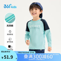 361°童装 儿童长袖24秋男女童3-14岁撞色长袖针织衫 绿130 【拼接款】月光玉