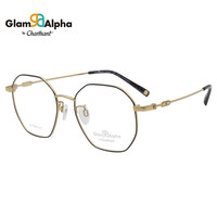 夏蒙(Charmant)眼镜框男女款时尚休闲多边形远近视眼镜架GA38152 BK 52mm黑金色 单镜架 BK黑金色
