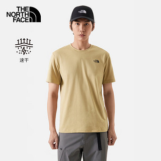 北面（The North Face）速干T恤男短袖休闲吸湿半袖透气纯色简约24春夏|89QV LK5/卡其色 L/175