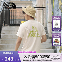 北面（The North Face）速干T恤男短袖休闲三角字母舒适吸湿半袖透气简约24春夏|88GU QLI/沙丘白 XL/180