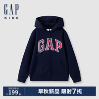 Gap【大小童同款】男女童2024初秋新款logo连帽卫衣活力儿童装646082