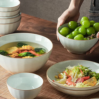 华青格 和风系列 冰裂纹釉下彩 6英寸面碗2只装 陶瓷餐具