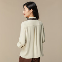恒源祥雪纺衬衫女秋季新款系带领单排扣通勤女衬衣气质撞色双翻领上衣女