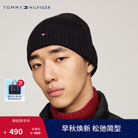 TOMMY HILFIGER24新款秋冬男装棉羊绒混纺小绣标翻边针织毛线帽AM0AM12796 BDS (头围46cm)