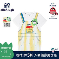 allo&lugh阿路和如女童连衣裙夏季假两件图案学院风印花连衣裙儿童 黄色 110cm