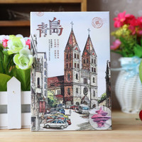 别颖 明信片风景 创意城市建筑特色旅游风光纪念品手绘盒装贺卡同学毕业 青岛12张