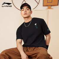 李宁(LI-NING)短袖T恤男女情侣装夏季棉质宽松潮流印花梅开二度百搭文化衫体恤