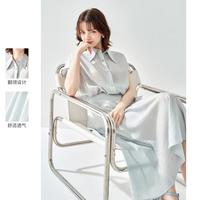 2024夏款纯色衬衫上衣休闲半截裙两件套气质通勤百搭套装女