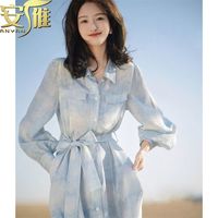 安雁天空之城连衣裙系列|温柔风衬衫裙2024春季牛仔连衣裙女【8月16日发完】