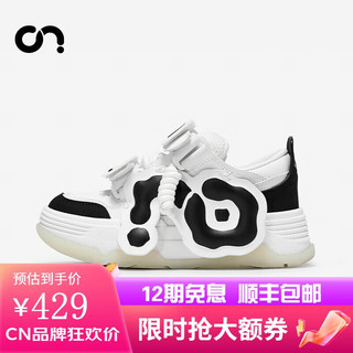CN黑白熊猫面包女鞋夏季鞋子2024运动休闲鞋增高女大小白鞋 白黑 39