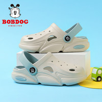 BoBDoG巴布豆童鞋男童夏季软底洞洞鞋儿童拖鞋117542169浅麻灰/水月蓝36-37