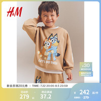 H&M2024秋季童装男童2件式印花卫衣短卫裤套装1117474 米色/Bluey 100/56 2-3Y