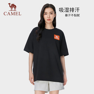 骆驼（CAMEL）户外速干短袖圆领T恤夏防水防油拒污中性风男女同款宽松上衣 1138 姜饼橙，男女同款 XL