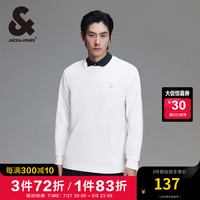 杰克·琼斯(JACK&JONES)秋季衣服男装100%纯棉宽松长袖T恤男简约潮流百搭法斗犬刺绣上衣