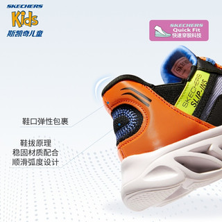 Skechers斯凯奇儿童闪穿鞋Slip-ins运动鞋春秋款减震男女童鞋403840L 男童/蓝色/多彩色/BLMT 30码