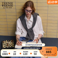 Teenie Weenie【赠披肩】小熊2024年早秋新款长袖白色衬衫衬衣时髦 白色 1