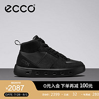 爱步（ECCO）高帮鞋女 黑色板鞋休闲鞋防水运动鞋 街头209723 黑色20972351052 39