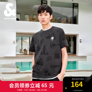 杰克·琼斯（JACK&JONES）夏季新款男士宽松圆领运动休闲半袖上衣短袖T恤打底衫男装
