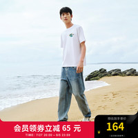 杰克·琼斯（JACK&JONES）夏季男士宽松圆领运动休闲半袖上衣短袖T恤打底衫男装 A06 本白色 常规 190/108A/XXL