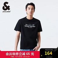 杰克·琼斯（JACK&JONES）夏季男士宽松圆领运动休闲半袖上衣短袖T恤打底衫男装 E40 黑色-1 165/88A/XS