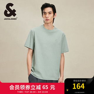 杰克·琼斯（JACK&JONES）夏季男士宽松圆领运动休闲半袖上衣短袖T恤打底衫男装 224201119C63薄荷绿 165/88A/XS