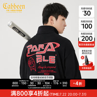 卡宾男装 怪诞笑脸刺绣卫衣春美式字母宽松上衣街头运动H 煤黑色01 52/180/XL