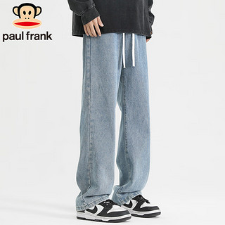 大嘴猴（paul frank）牛仔裤男2024夏季宽松阔腿直筒潮流长裤子男款百搭中蓝M PFAPT241901M中蓝