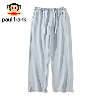 大嘴猴（paul frank）牛仔裤男2024夏季宽松阔腿直筒潮流长裤子男款百搭浅蓝XL PFAPT241901M浅蓝