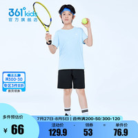 361°儿童套装夏季短袖短裤套装休闲时尚小中大童运动套冰凉短T N32421406-机灵蓝经典黑 175cm