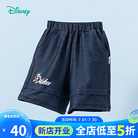 迪士尼宝宝（Disney Baby）童装男童五分裤时尚米奇休闲裤子24年夏 深蓝 120