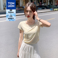 唐狮 TONLION2024夏季女圆领速干短袖T恤WP 浅黄 XL