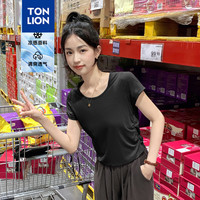 唐狮 TONLION2024夏季女圆领速干短袖T恤WP 黑色 XL