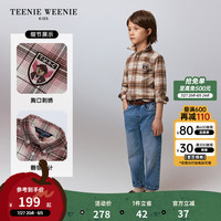 Teenie Weenie Kids小熊童装24秋男女童复古刺绣经典格纹衬衫 棕色 130cm