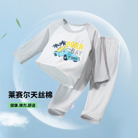贝贝怡儿童家居服两件套2024秋季打底衫男女童睡衣春秋款童装 灰色 140cm
