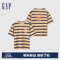 Gap男女装2024初秋新款印花logo条纹短袖T恤美式活力上衣638120