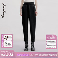 朗姿/LANCY2024秋季绵羊毛锥形休闲长裤女亲肤显瘦裤子女 夜幕黑色 L