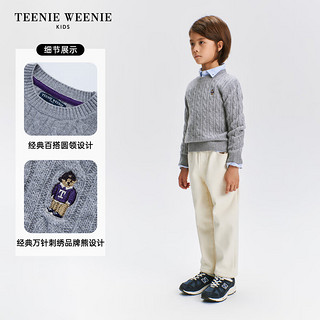 Teenie Weenie Kids小熊童装24秋男女童经典百搭休闲圆领羊毛毛衣 藏青色 140cm