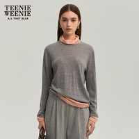 Teenie Weenie小熊2024秋美丽诺绵羊毛可机洗扬子纱假两件高领毛衣 中灰色 165/M