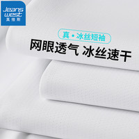 真维斯(JEANSWEST)网眼短袖t恤男夏季2024运动大码半袖宽松潮流男士上衣 白色 M(90-100斤)