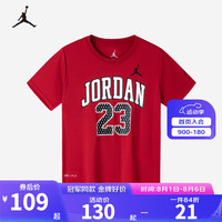 NIKE JORDAN 耐克AJ童装男女童 DRI-FIT 速干短T夏季儿童23号上衣 杰斯特红 120/60(6)