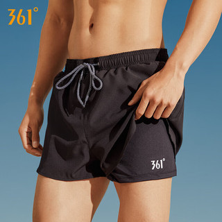 361° 防尴尬速干 黑色经典三件套 XL 男士泳裤套装