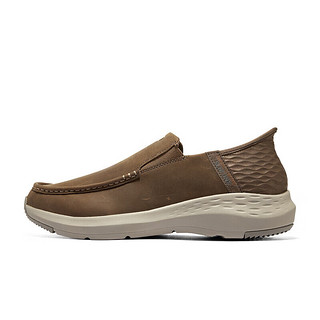 斯凯奇（Skechers）闪穿鞋Slip ins时尚乐福鞋男舒适一脚蹬皮面休闲鞋204866-DSRT 沙漠色3974 42.5