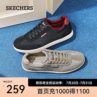 斯凯奇（Skechers）男鞋夏季2024商务休闲鞋户外复古德训鞋低帮鞋 黑色/BLK 46