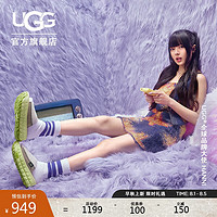 UGG【明星同款】夏季男女轮胎底拖鞋 1152680 CCT|褐白色/绿色 38 CCT|陶土褐白色/毛毛虫绿色